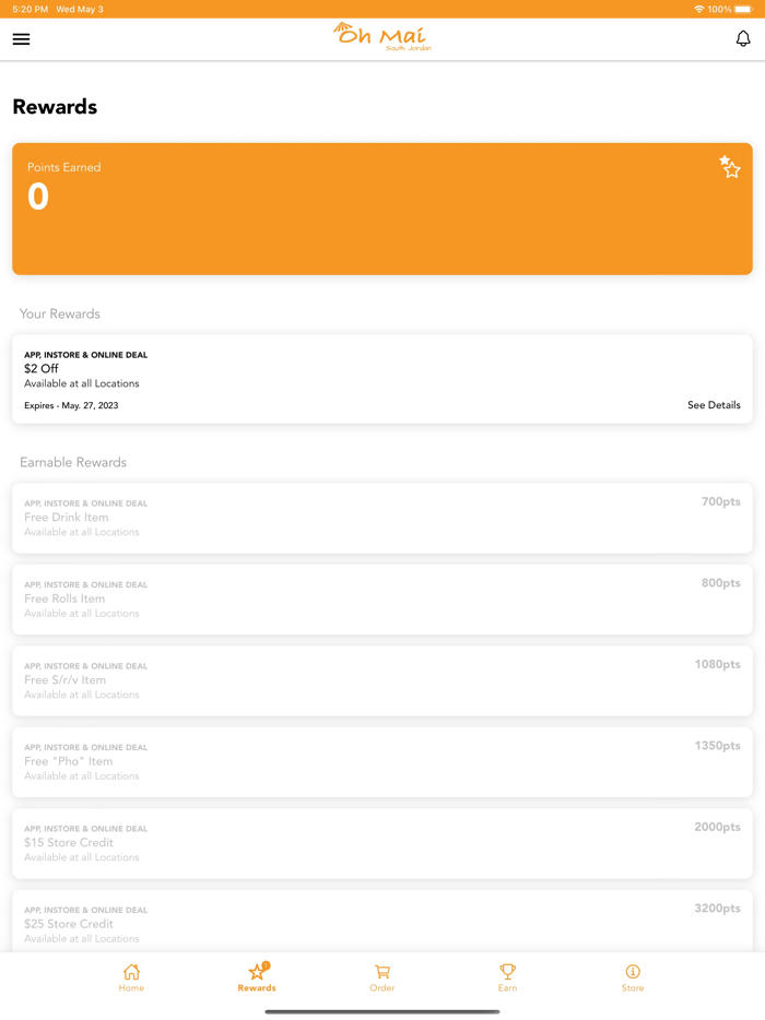 Oh Mai South Jordan Rewards