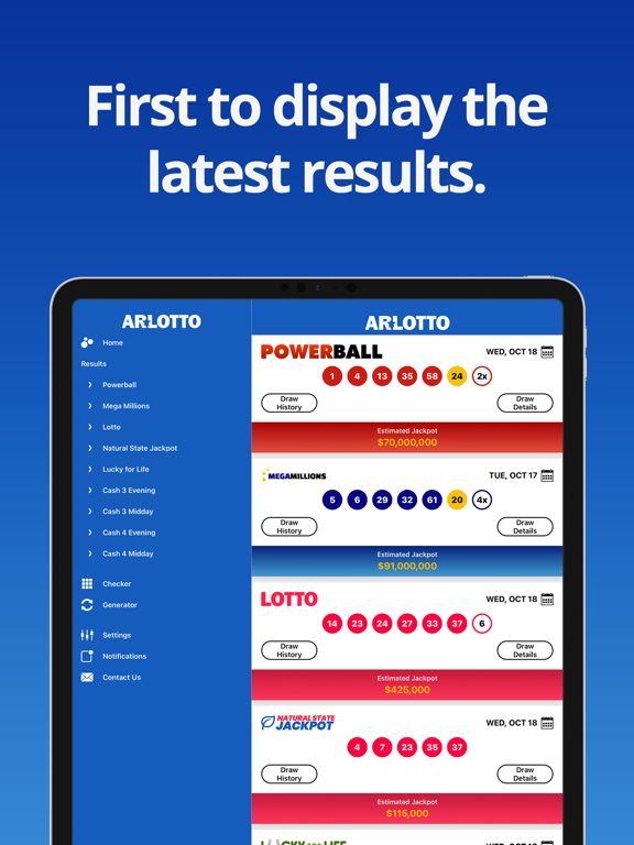 Arkansas Lottery Numbers iPad screenshot 1 - Entertainment app