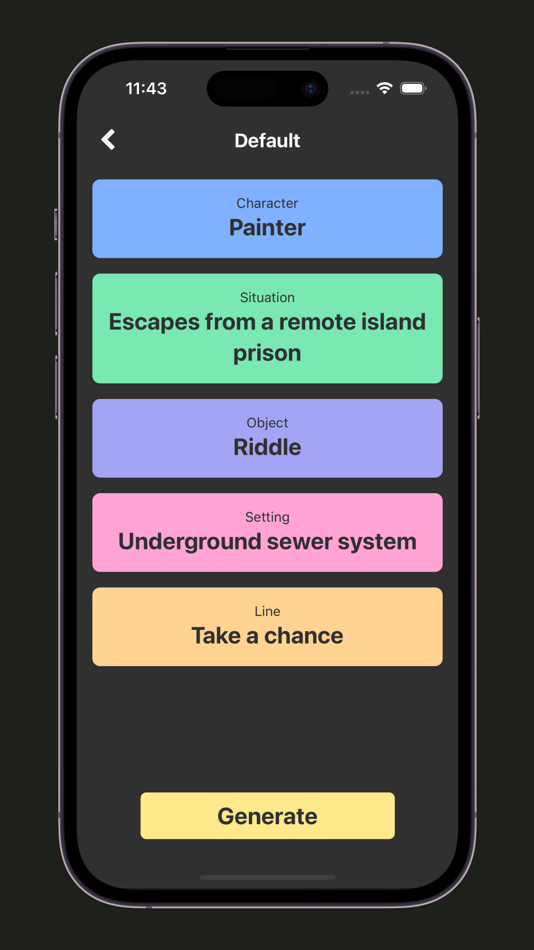 #1. Writing Prompt Generator (iOS) Podle: Laslow Media Labs LLC