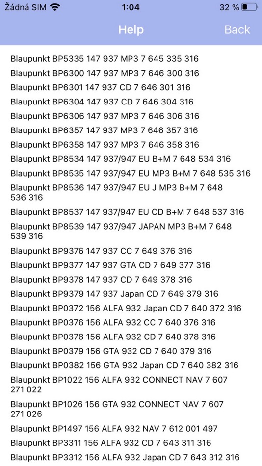 #3. RADIO CODE for ALFA ROMEO B&B (iOS) 由: Petr Svihovec