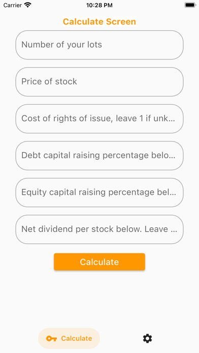 Dividend/Capital Raising Calc. Screenshot