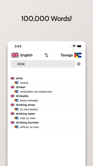 Tsonga-English Dictionary Screenshot