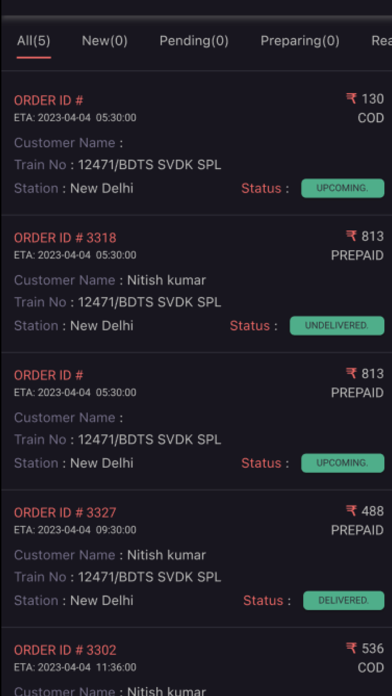RailFeast Restaurant Partner Screenshot