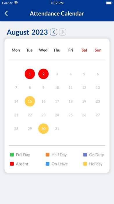 SAG Staff Attendance Screenshot