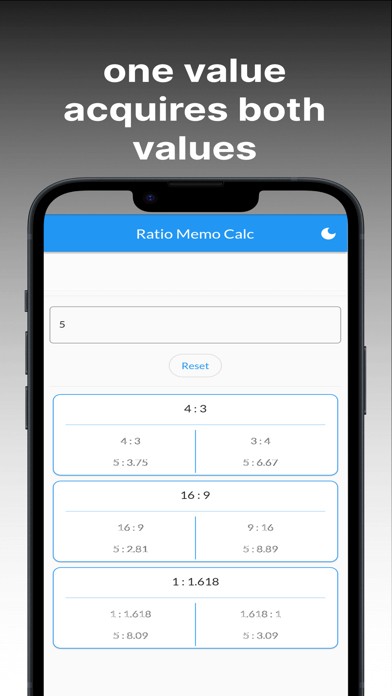 Ratio Memo Calculator Screenshot