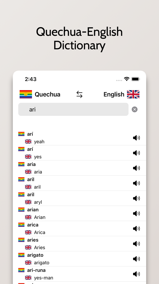 #4. Quechua-English Dictionary (iOS) Podle: FB PUBLISHING LLC