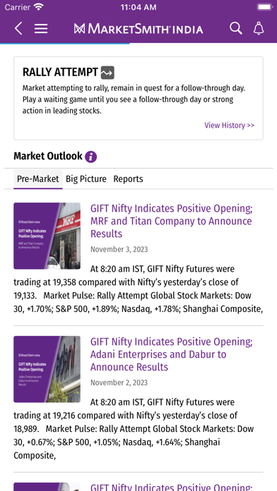 MarketSmith India -Stock Ideas Screenshot