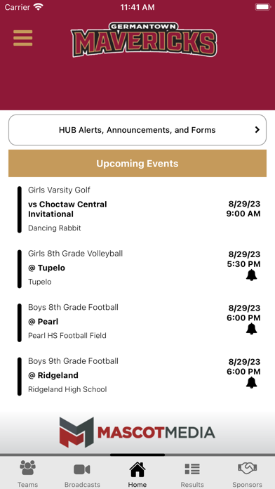 Germantown Mavericks Athletics Screenshot