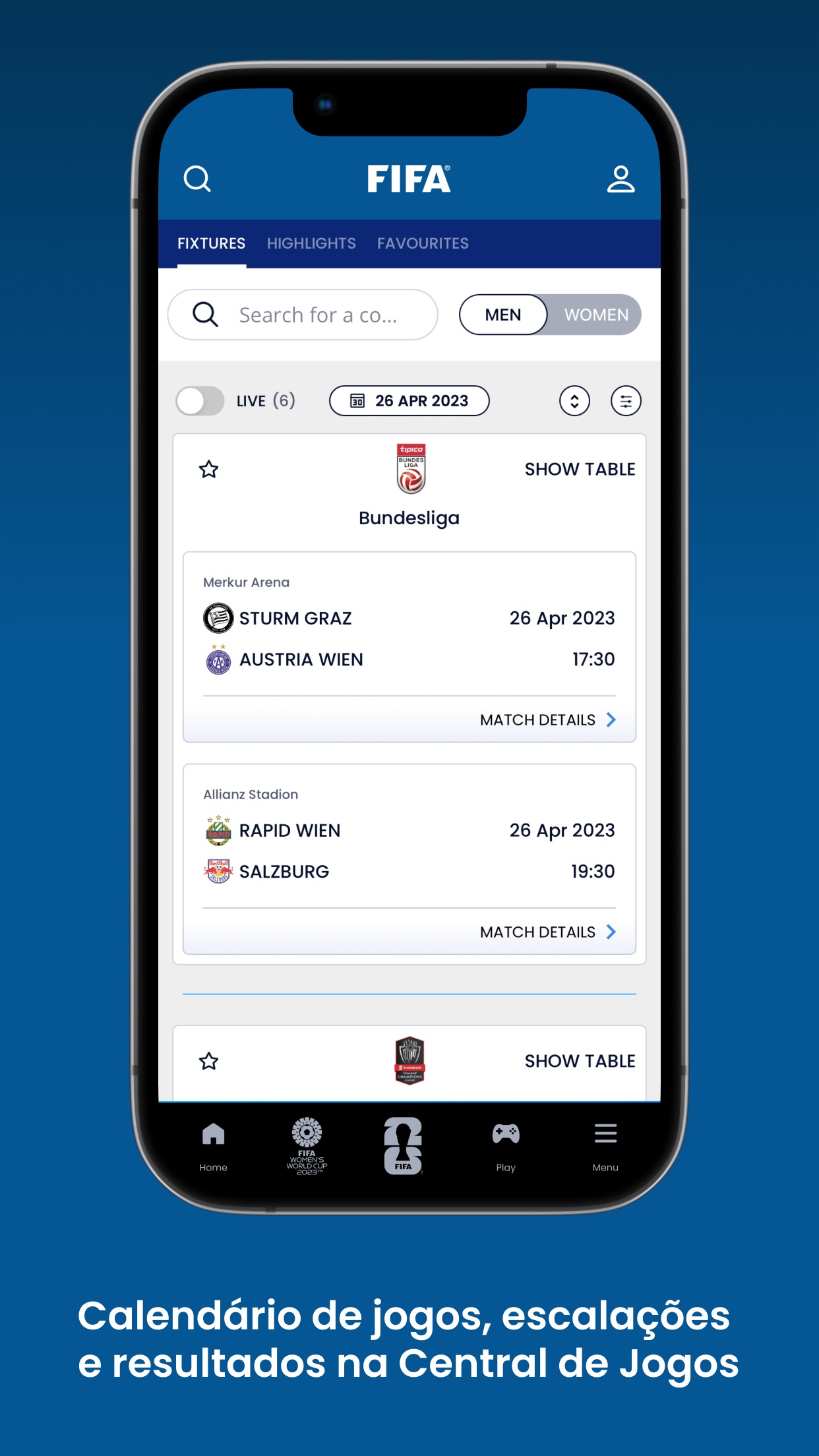 Screenshot do app O app oficial da FIFA