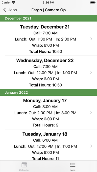 Freelance Calendar Screenshot