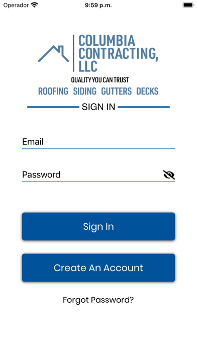 Columbia Contracting, LLC Screenshot