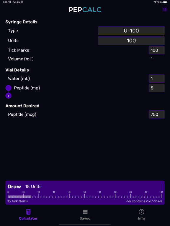 Screenshot #4 pour PepCalc - Peptide Calculator
