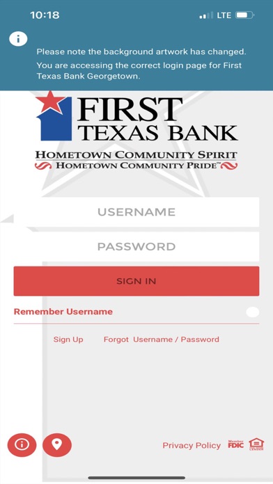 First Texas Bank Screenshot