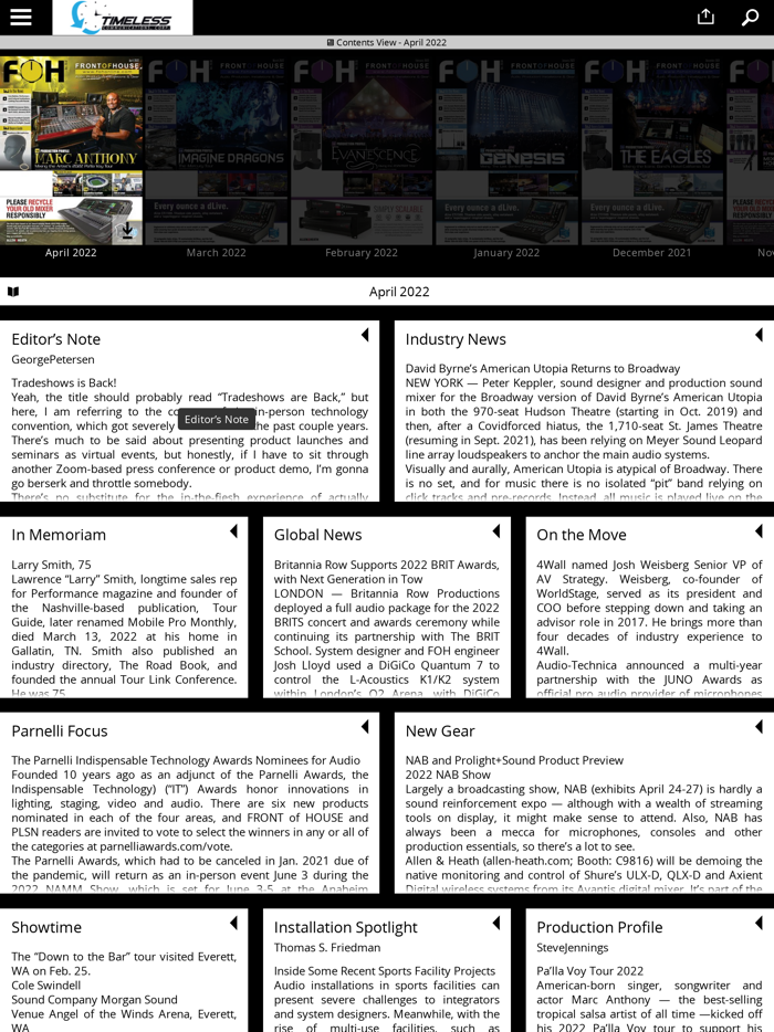 FRONT of HOUSE FOH Magazine