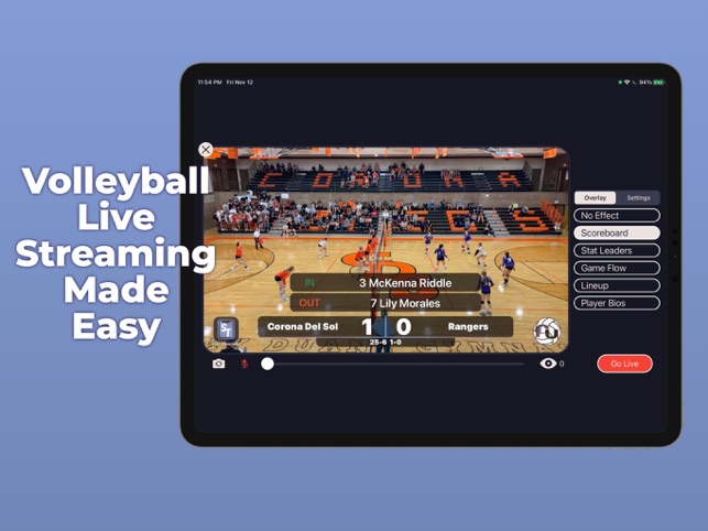 Real-Time Scoring - live gaming stats on a tablet or laptop