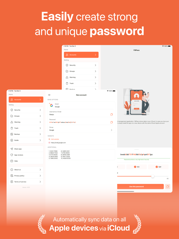 FillPass - Password, Passkey iPad screenshot 2 - Utilities app