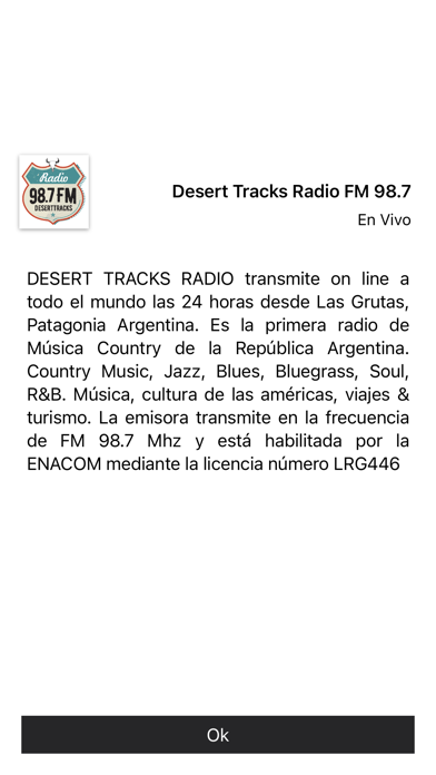 Desert Tracks Radio FM 98.7 Screenshot