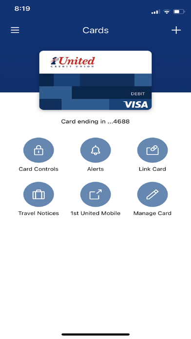 1st United Card Controls Screenshot
