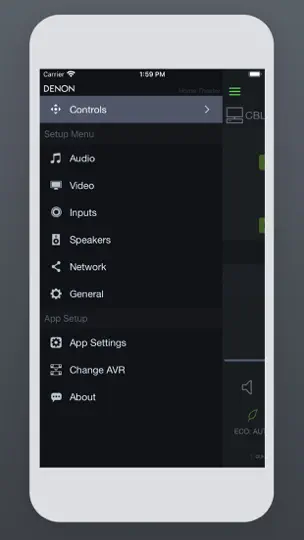 Screenshot von Denon AVR Remote auf dem iPhone 6