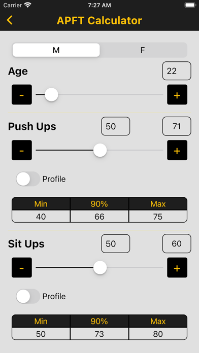 Army Fitness Calculator Screenshot