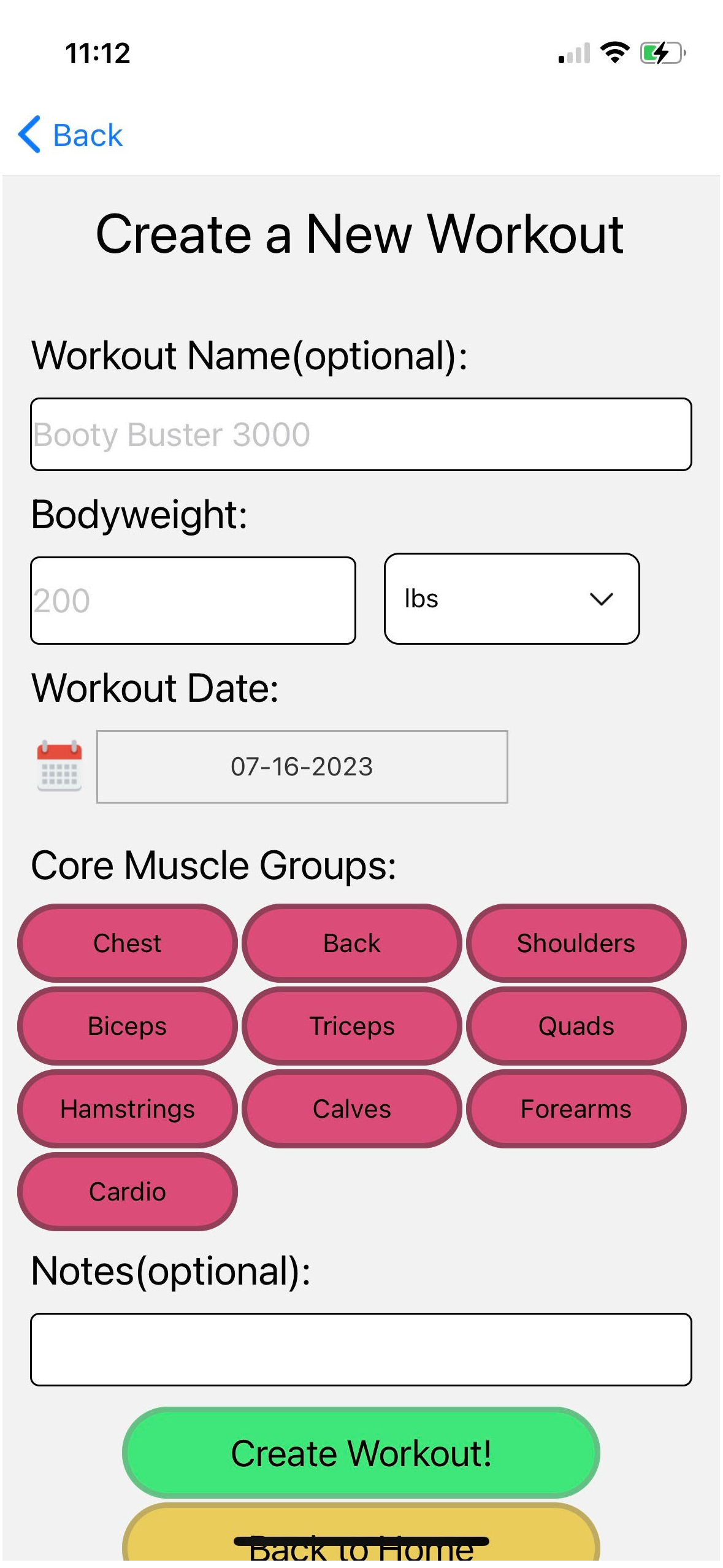 Easy Workout Journal