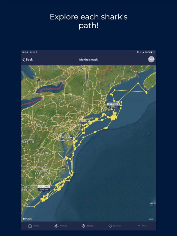 Screenshot #2 for OCEARCH Shark Tracker