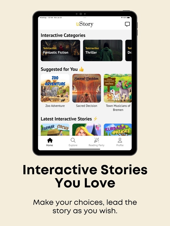 uStory: Interactive Stories iPad screenshot 1 - Book app