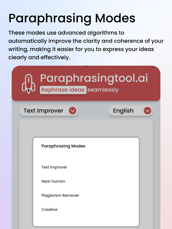 Paraphrasing Tool AI iPad screenshot 4 - Education app