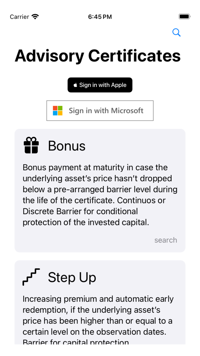 Advisory Certificates