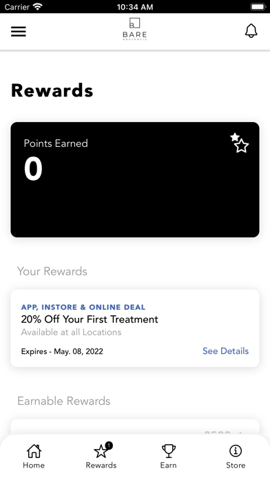 Bare Aesthetic Medspa Rewards Screenshot