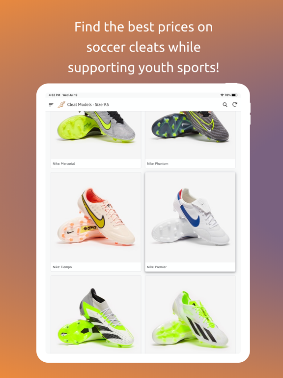 Soccer Cleat Finder iPad screenshot 1 - Shopping app