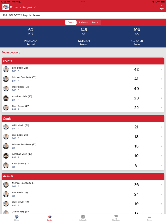 EHL iPad screenshot 5 - Sports app