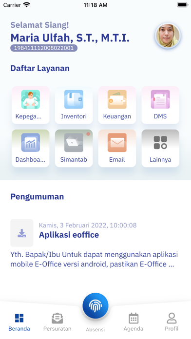 E-Office Keminves/BKPM Screenshot