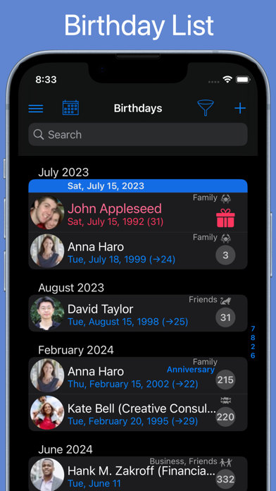 Screenshot #1 pour BirthdaysPro