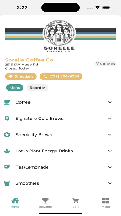 Sorelle Coffee Co. Screenshot