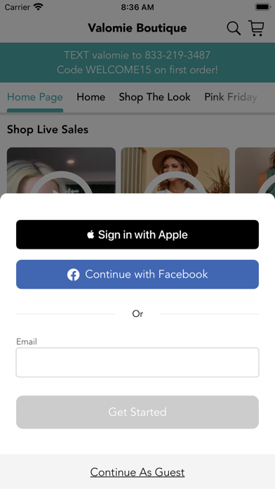 Valomie Boutique Screenshot