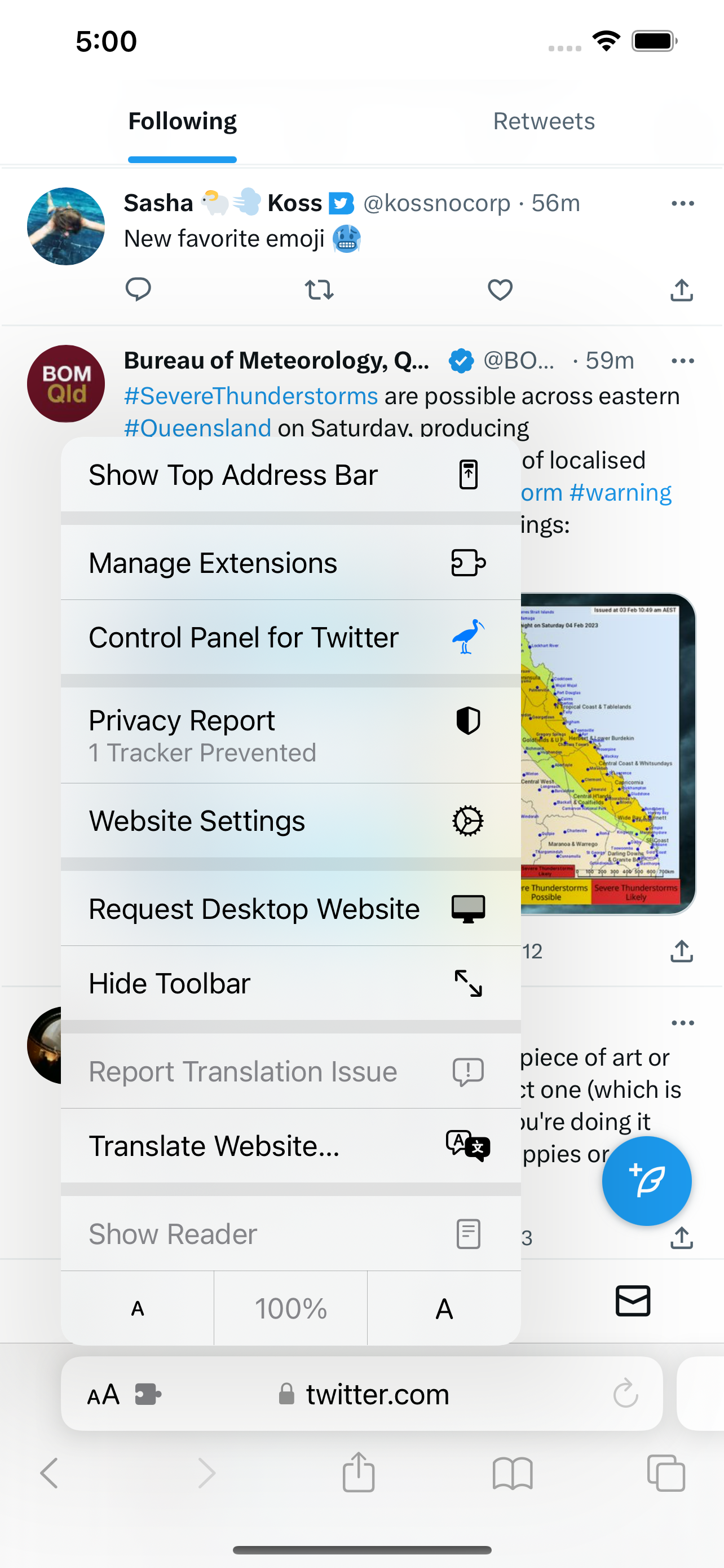 Control Panel for Twitter