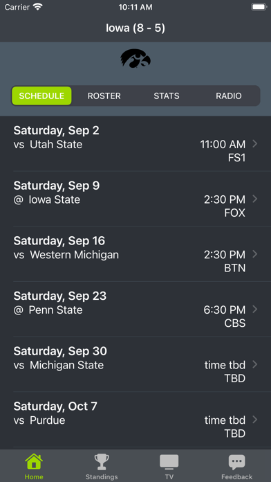 Screenshot #1 pour Iowa Football Schedules