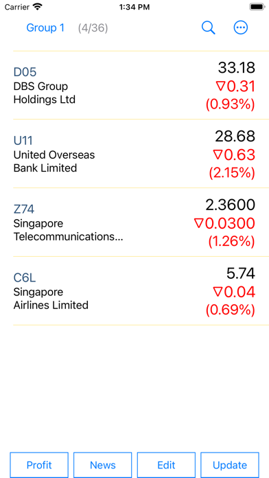 Singapore Stock Quotes Screenshot