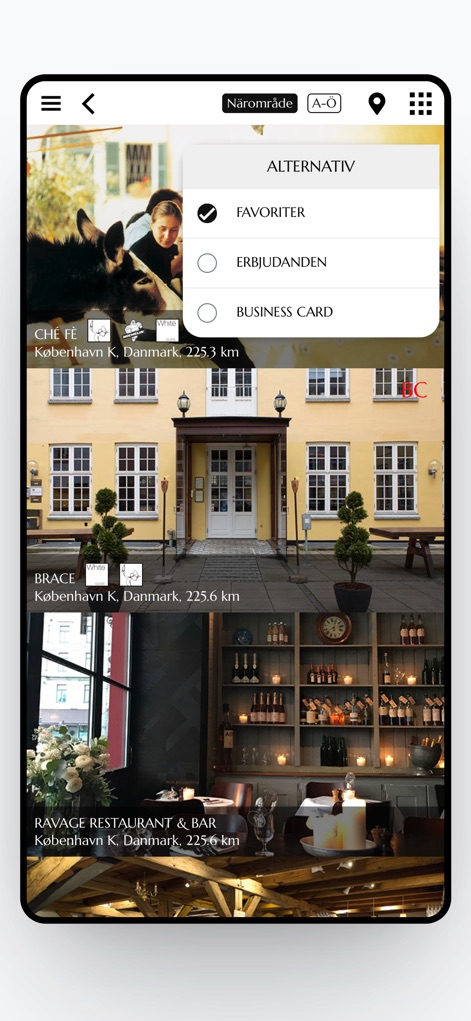 RestaurangGuiden's Gift Card - Optimize searches with refined filtering options, allowing users to prioritize "Favorites" or discover current "Offers" effectively.
