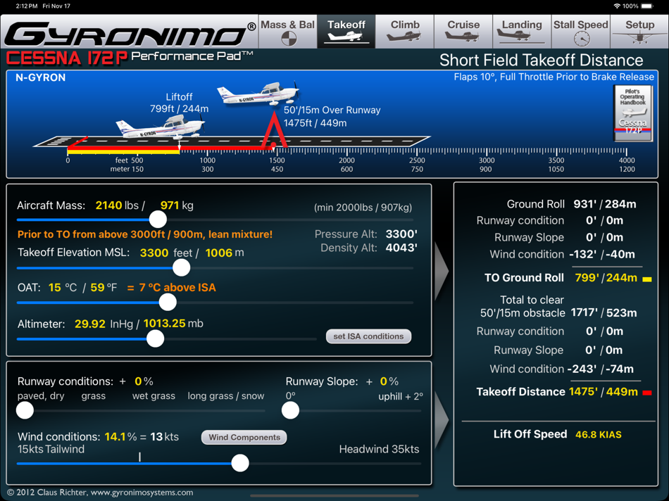 #2. C172P Performance Pad (iOS) 由: Gyronimo, LLC