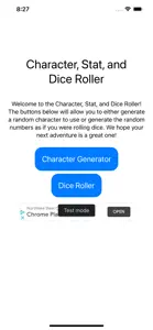 Character Stat and Dice Roller screenshot #1 for iPhone