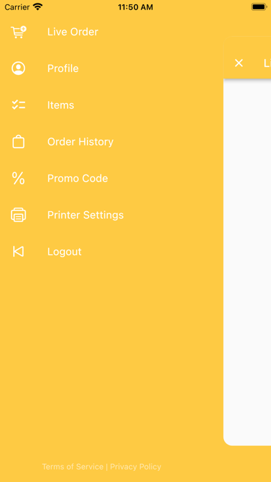 eMenu Live Order Screenshot