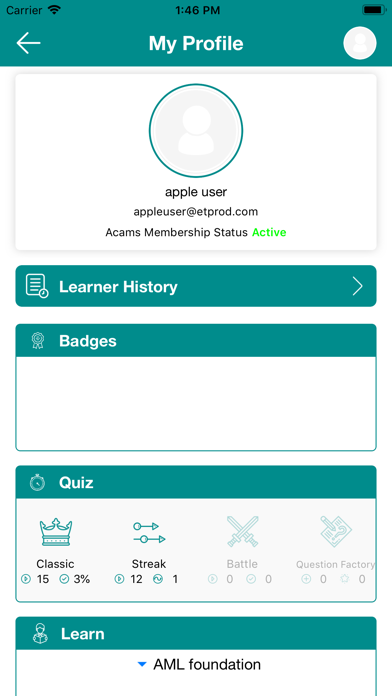 ACAMS-Smart Learning Platform Screenshot