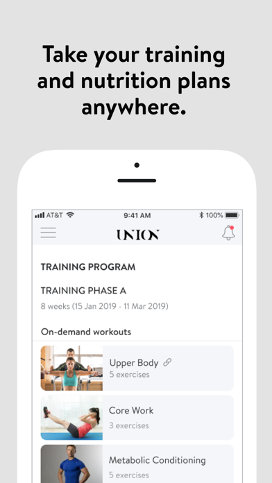 The Union Fitness App Screenshot