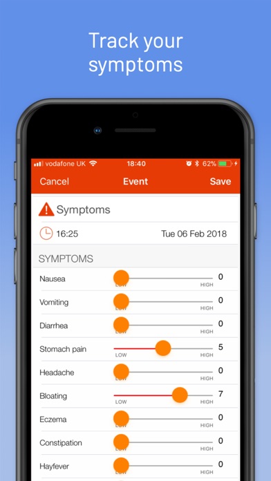 mySymptoms Food Diary Screenshot