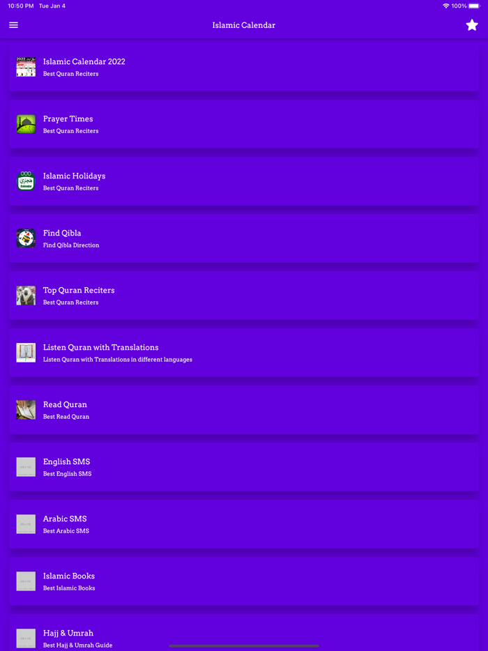 Islamic Calendar 2022