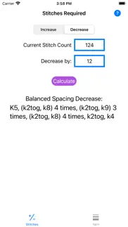 knitting stitch calculator iphone screenshot 2