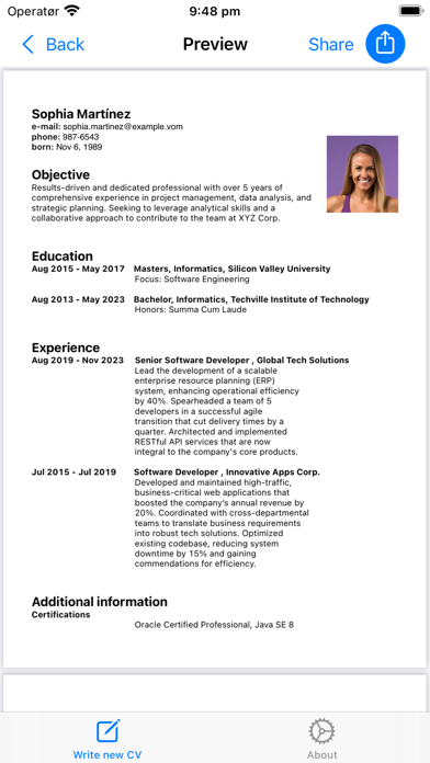 CV Fox - Professional resume Screenshot