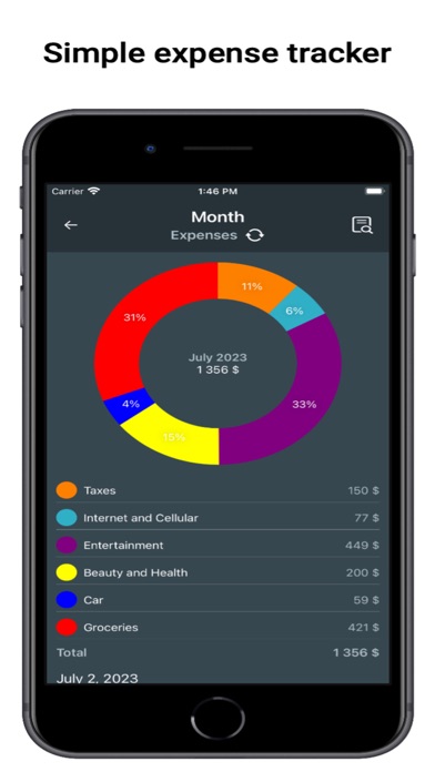 Expenses. Personal budget Screenshot
